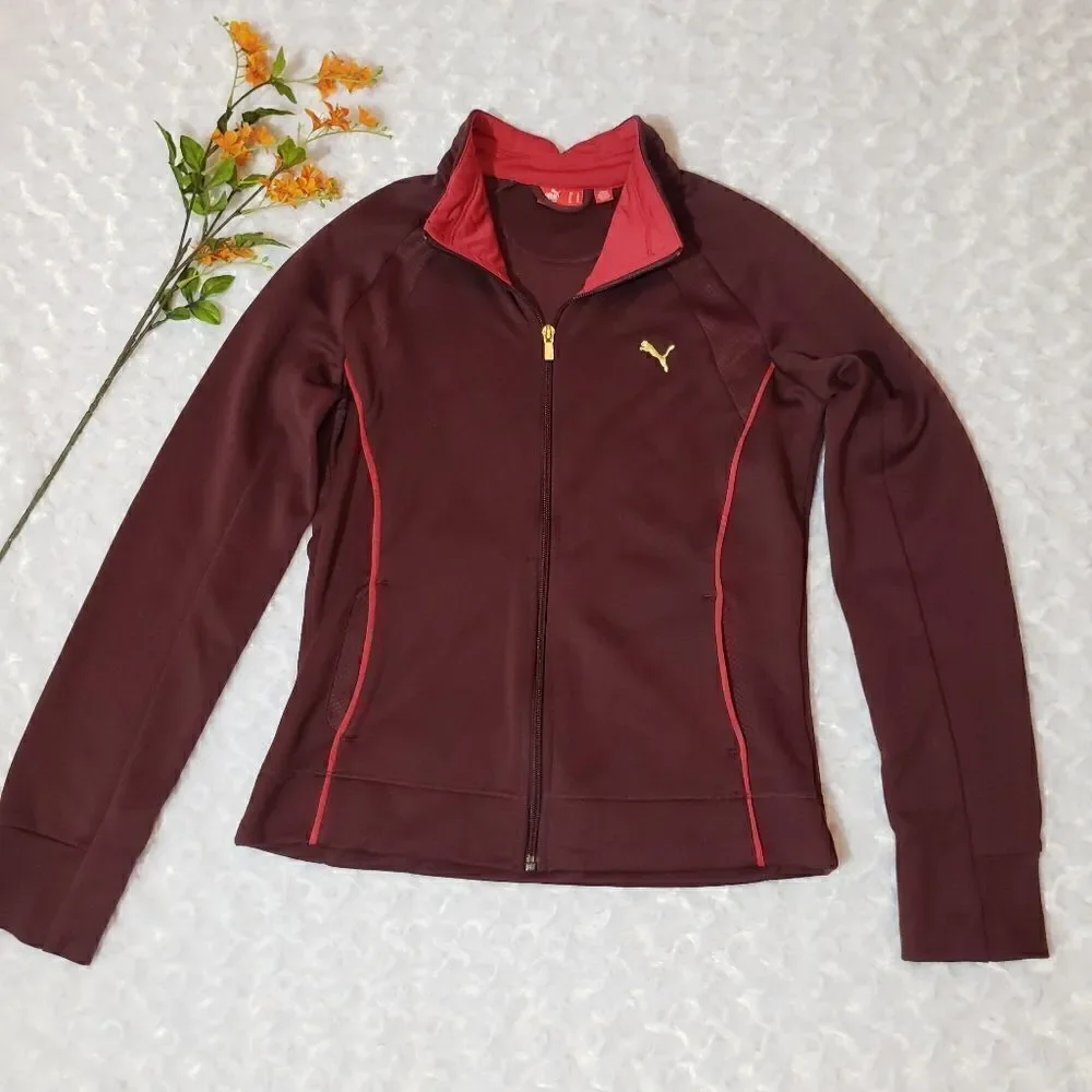 Vintage Y2K Puma maroon and red size large zip up jacket